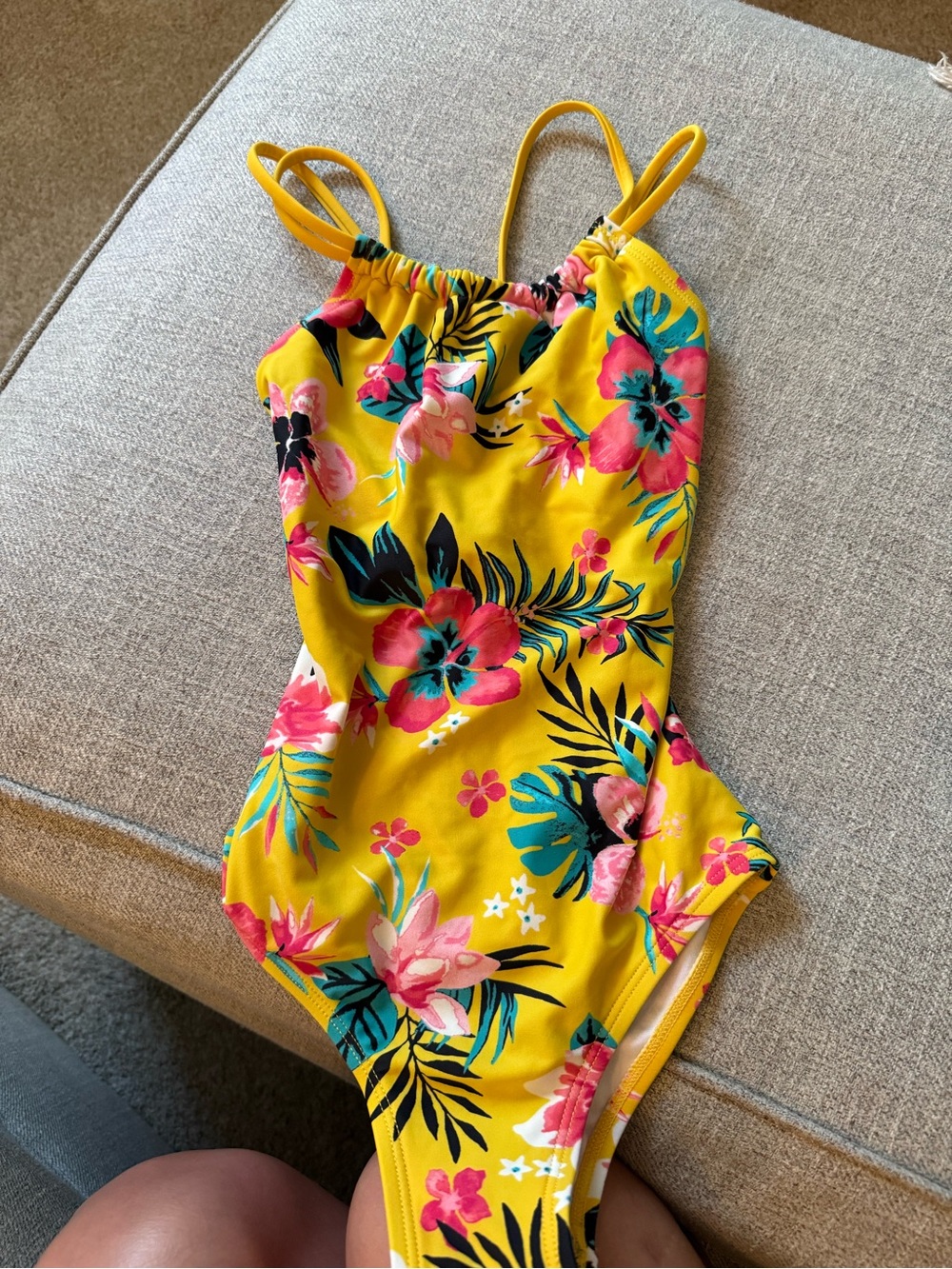 Kanu Surf Girls Yellow Tropical Floral One-Piece Swimsuit